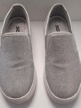Girls SODA Silver Slip On Shoes